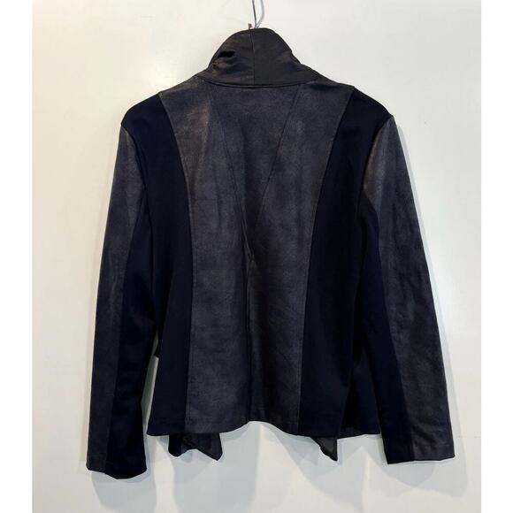 NWT Style & Co Faux Leather Drape Open Front Jacket Womens Size Large - Picture 2 of 5